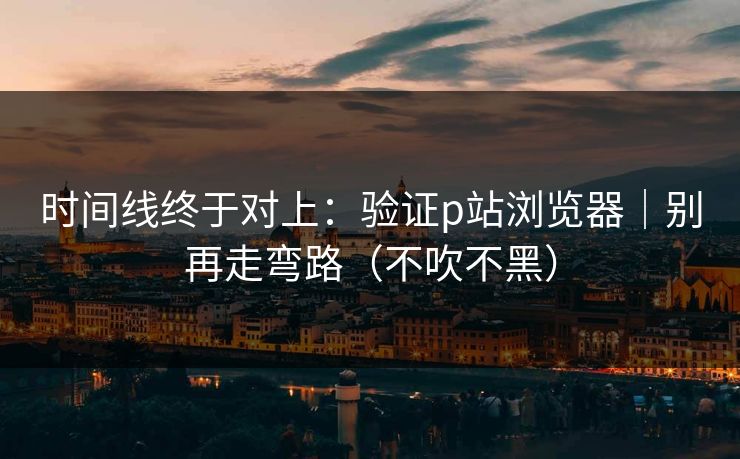 时间线终于对上：验证p站浏览器｜别再走弯路（不吹不黑）