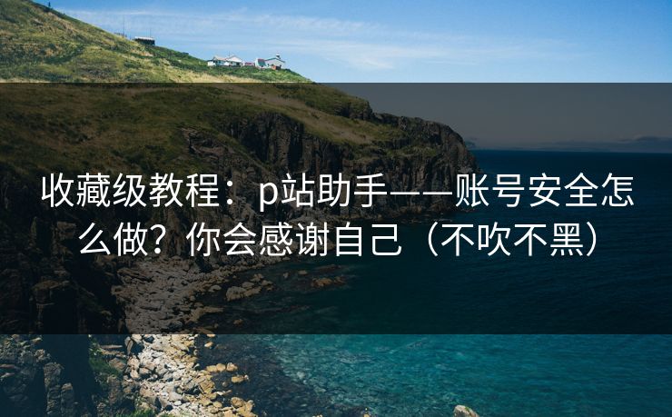 收藏级教程：p站助手——账号安全怎么做？你会感谢自己（不吹不黑）
