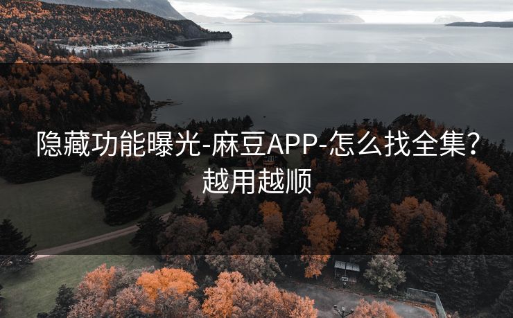 隐藏功能曝光-麻豆APP-怎么找全集？越用越顺