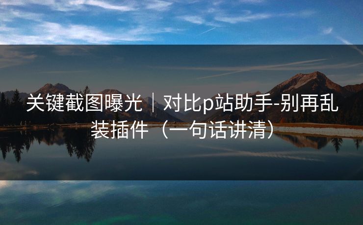 关键截图曝光｜对比p站助手-别再乱装插件（一句话讲清）