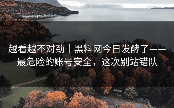 越看越不对劲｜黑料网今日发酵了——最危险的账号安全，这次别站错队