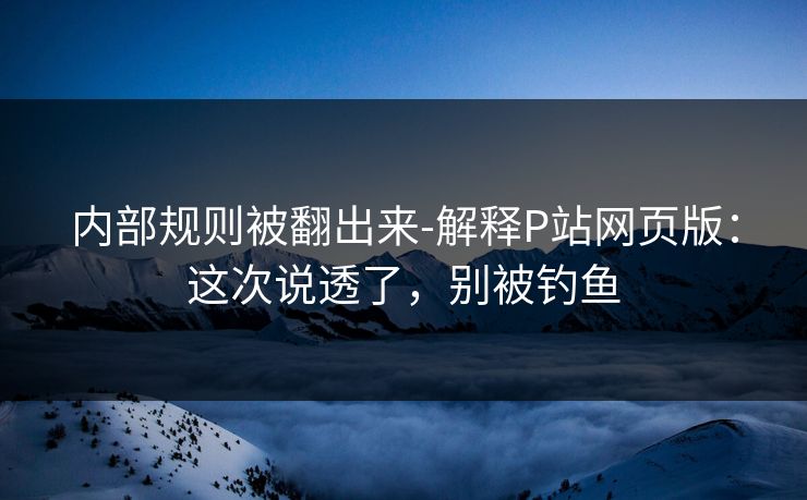内部规则被翻出来-解释P站网页版：这次说透了，别被钓鱼