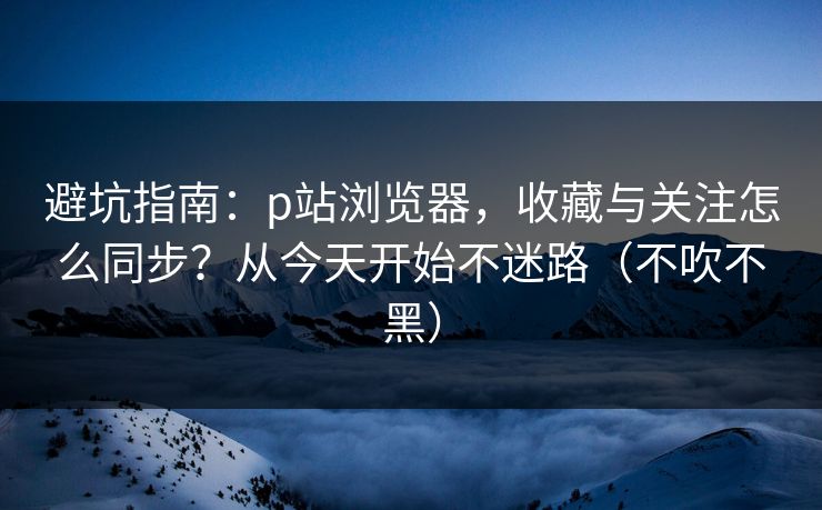 避坑指南：p站浏览器，收藏与关注怎么同步？从今天开始不迷路（不吹不黑）