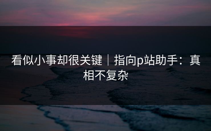 看似小事却很关键｜指向p站助手：真相不复杂